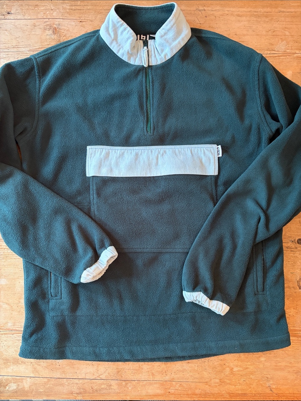 Solo Golf Men's Deep Green Half-Zip Fleece w/Light Blue Oxford Cloth Accents M